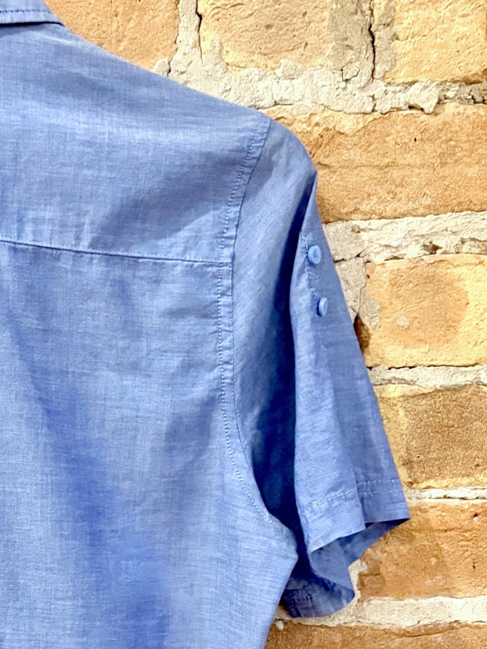 H&M 3 Shirts: Gray Polo, Black Sleeveless T-Shirt, Blue Short Sleeve Button-Up - Picture 15 of 16